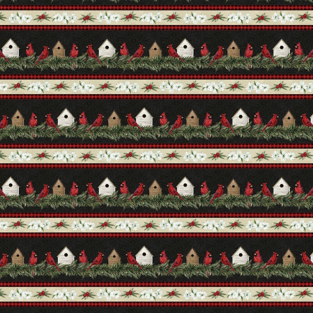 [W195-002-915] W195-002-915 / Crimson Song Border Stripe - Multi