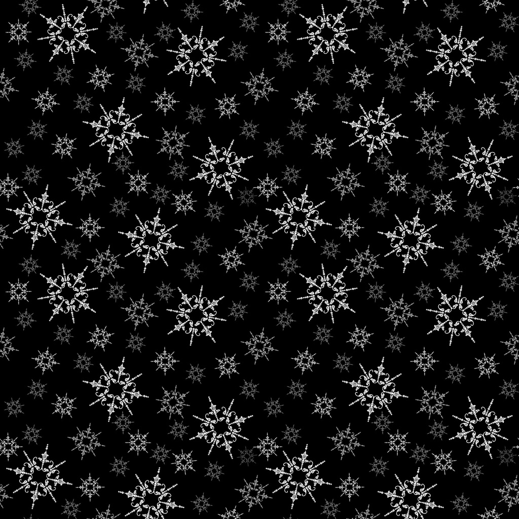 [W195-011-911] W195-011-911 / Snowflakes - Black