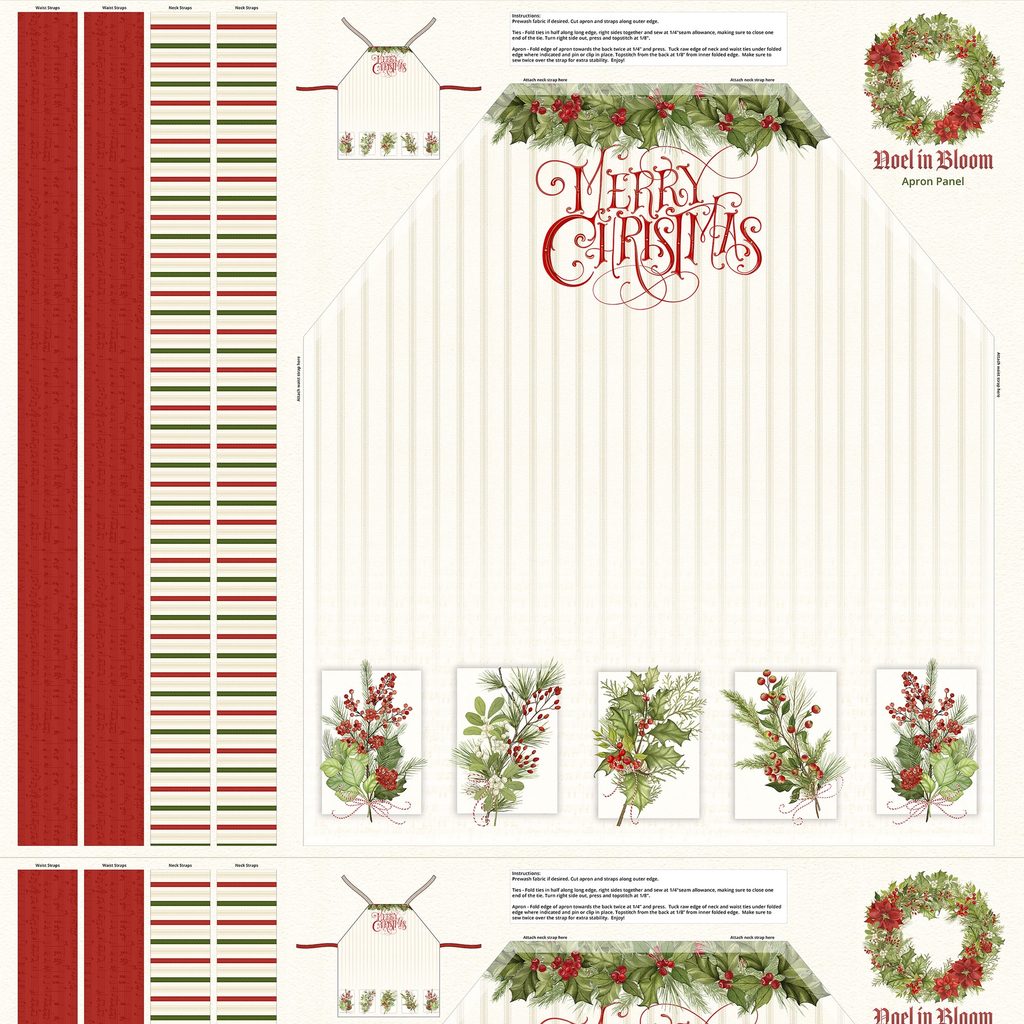 [W100-044-158] W100-044-158 / Noel in Bloom Apron Panel - Multi, Printed on Canvas
