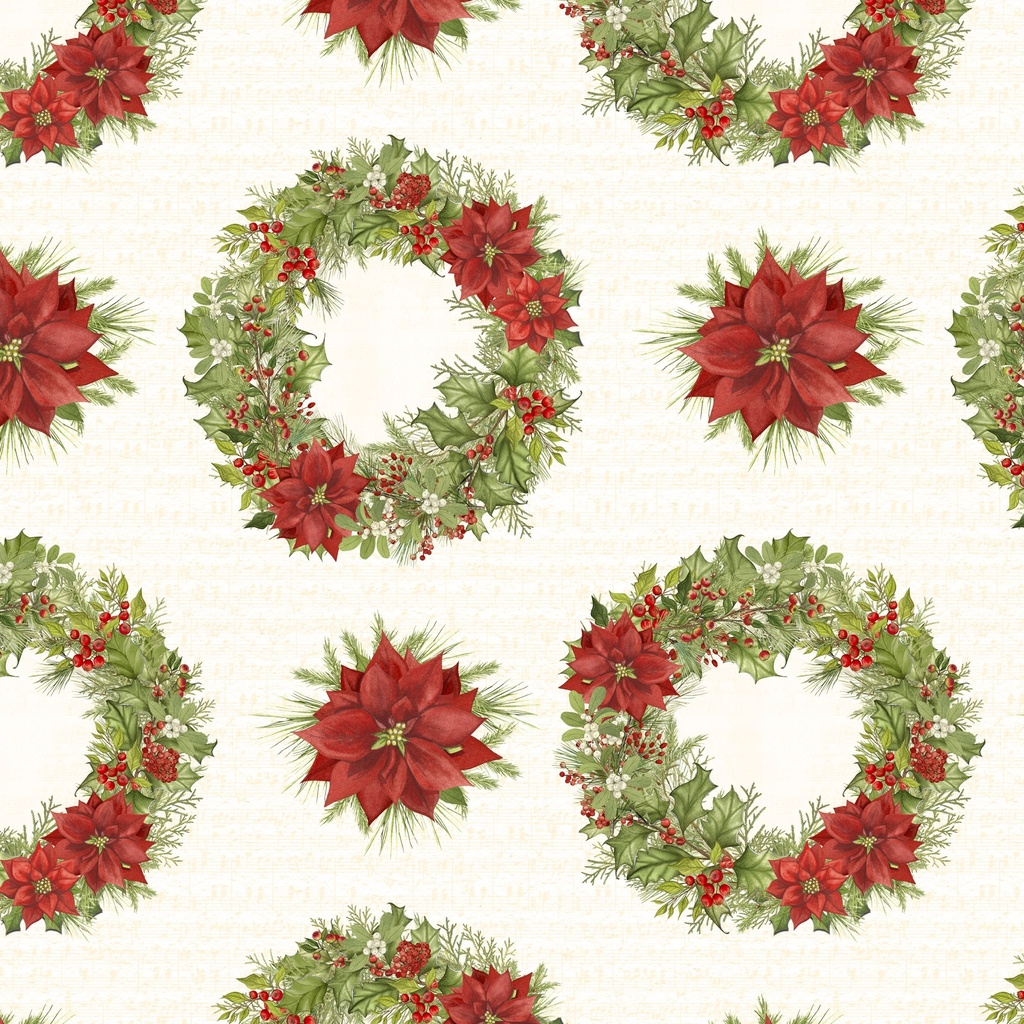 [W100-047-185] W100-047-185 / Wreathes - Cream