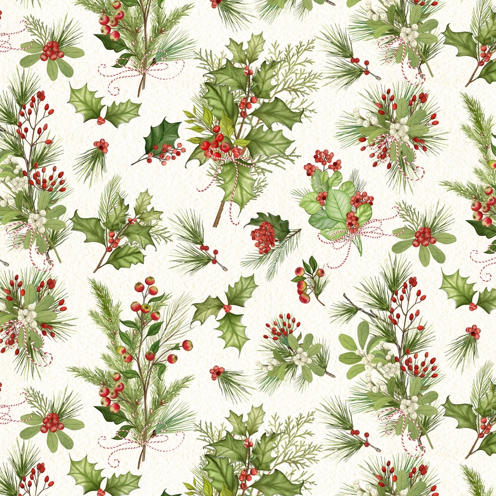 [W100-050-185] W100-050-185 / Tossed Greenery - Cream