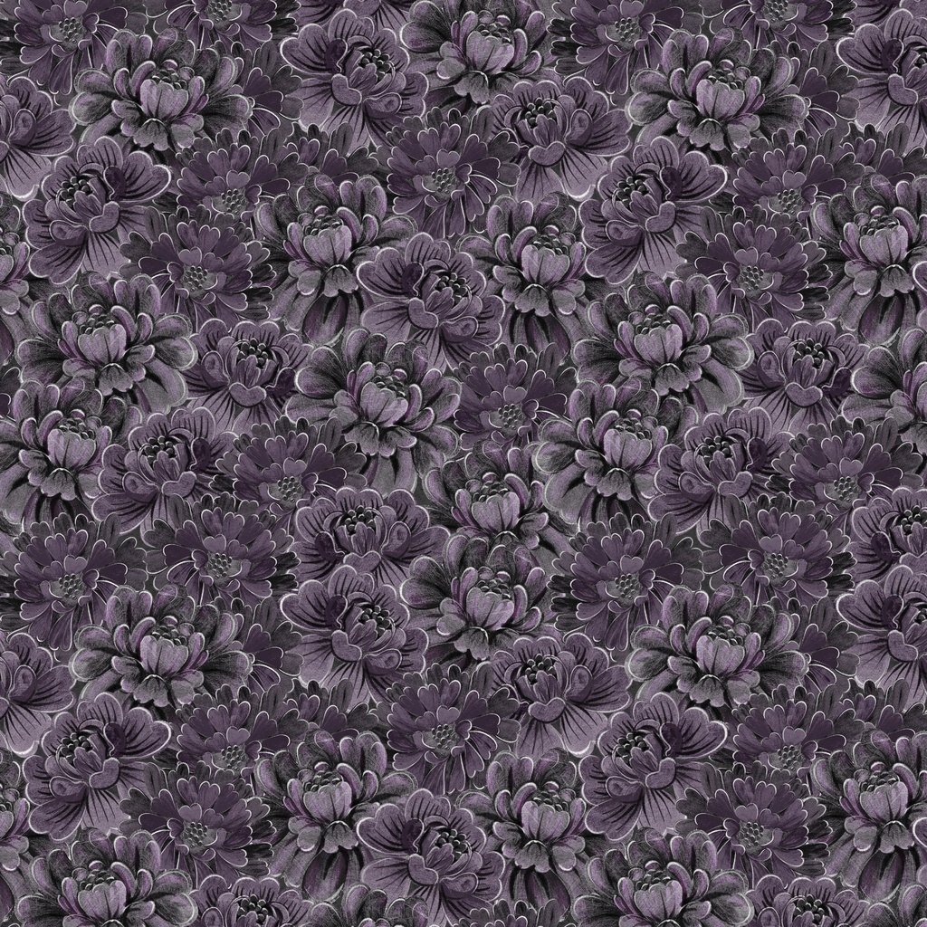 [W100-060-696] W100-060-696 / Packed Flowers - Purple