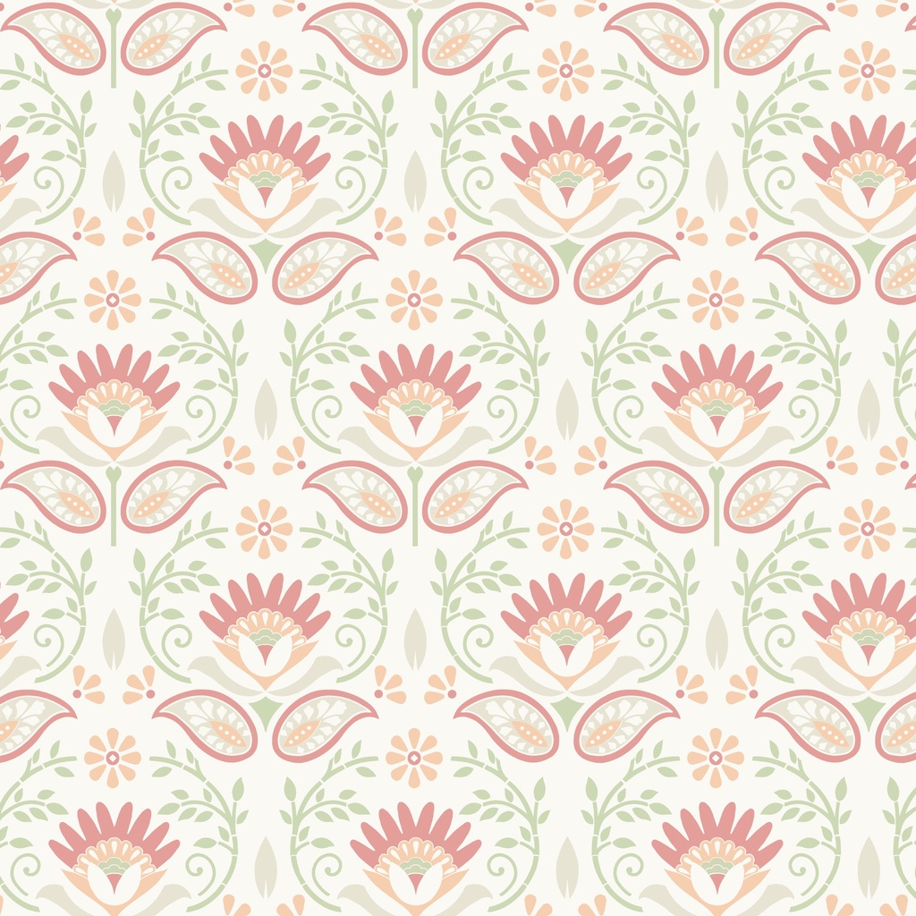 [W200-009-148] W200-009-148 / Floral Stamp - Cream