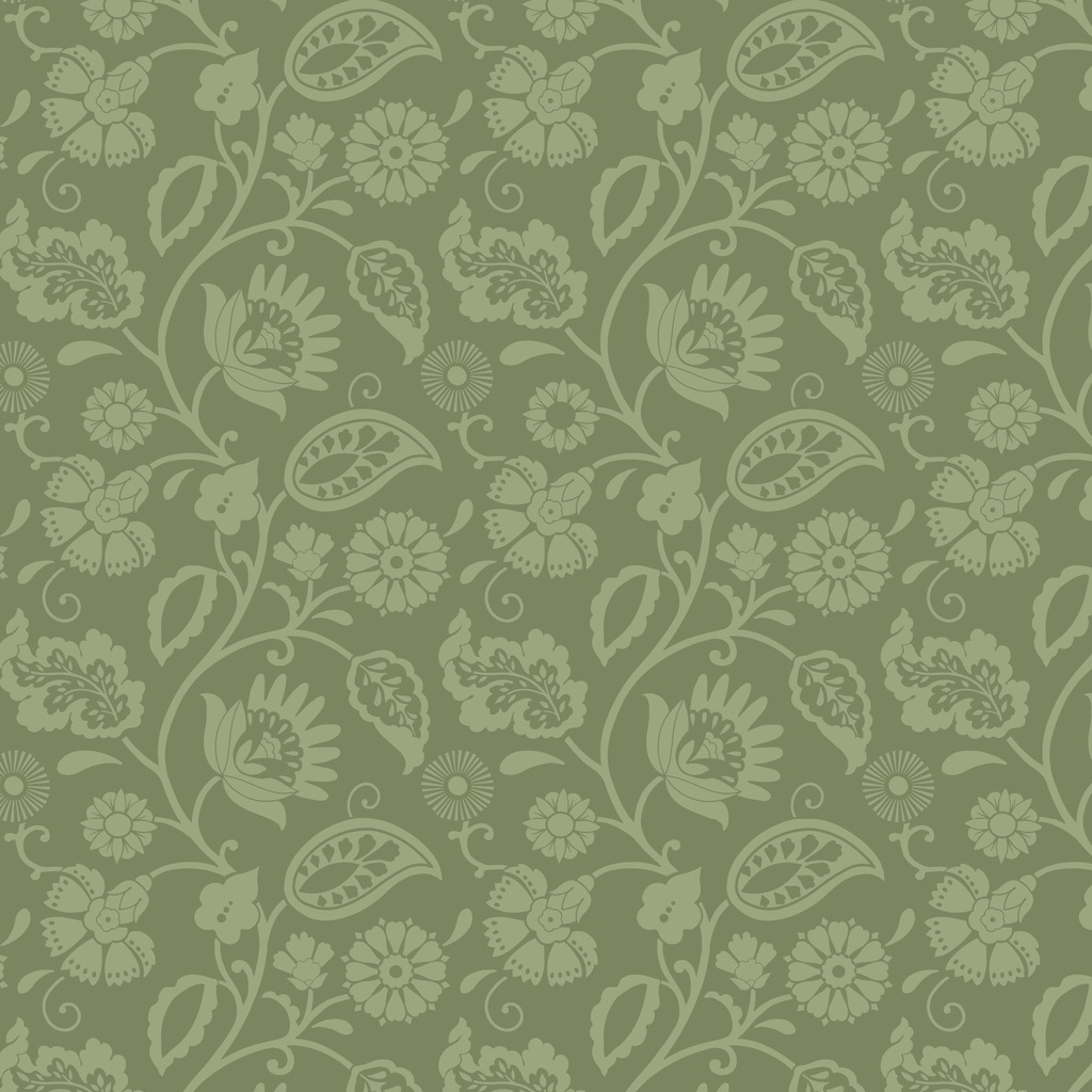 [W200-010-888] W200-010-888 / Floral Vine - Green