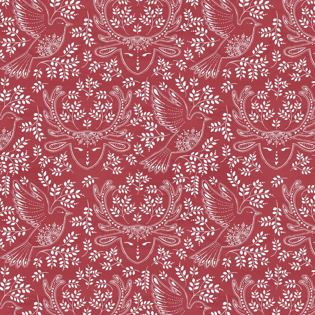 [T125-004-515] T125-004-515 / Reindeers & Doves - Red