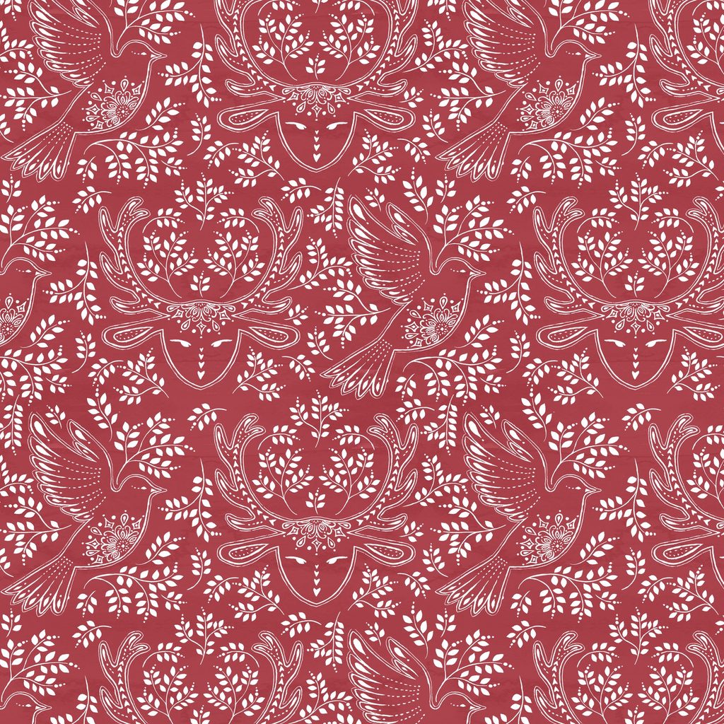 [T125-004-515] T125-004-515 / Reindeers & Doves - Red