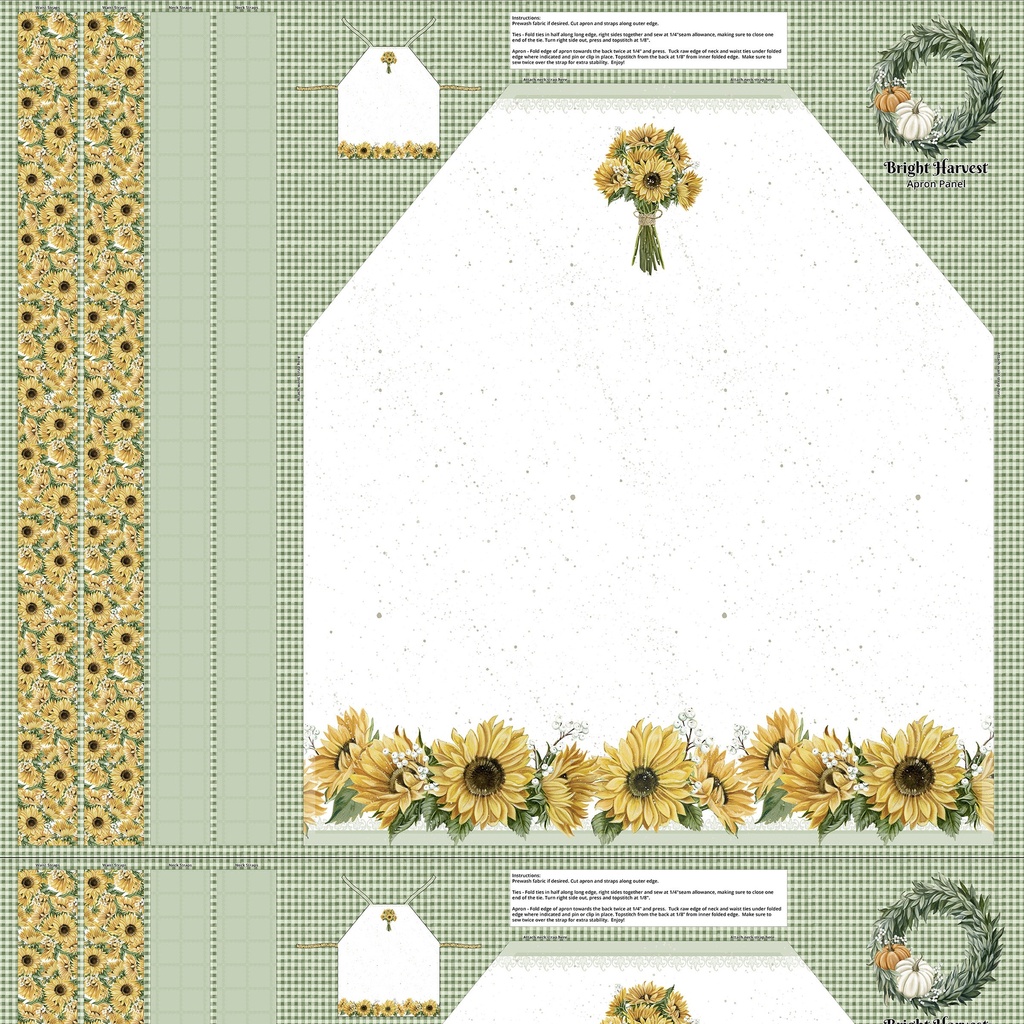 [W195-013-813] W195-013-813 / Bright Harvest Apron Panel - Multi, Printed on Canvas