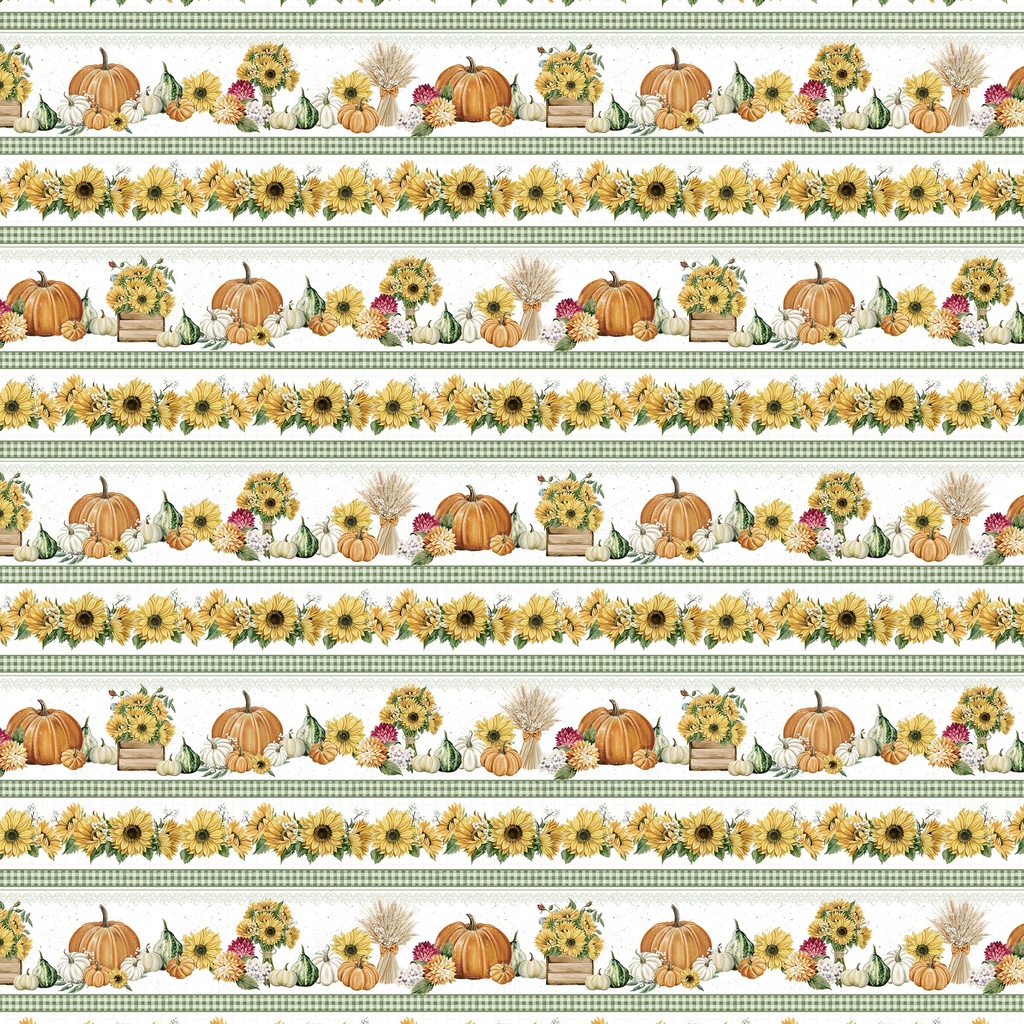 [W195-015-134] W195-015-134 / Bright Harvest Border Stripe - Multi