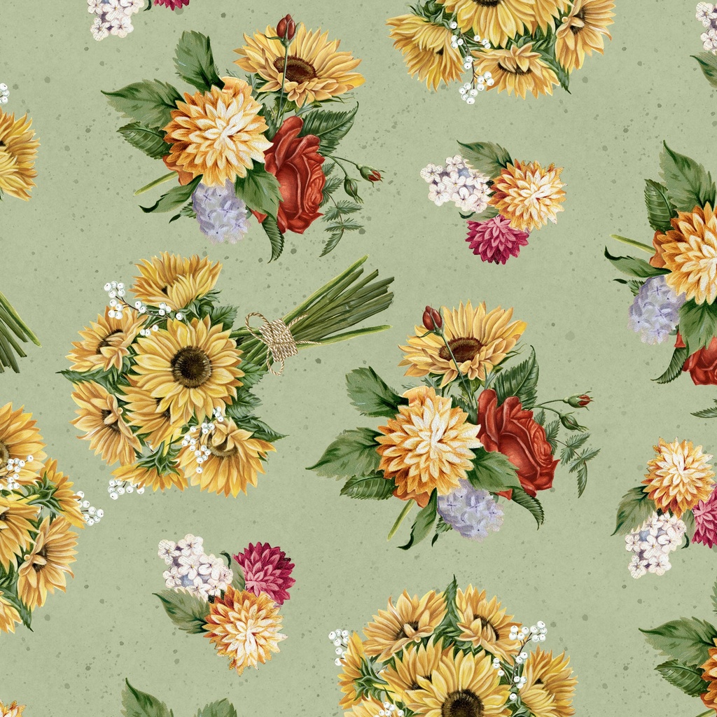 [W195-017-838] W195-017-838 / Bouquets - Green