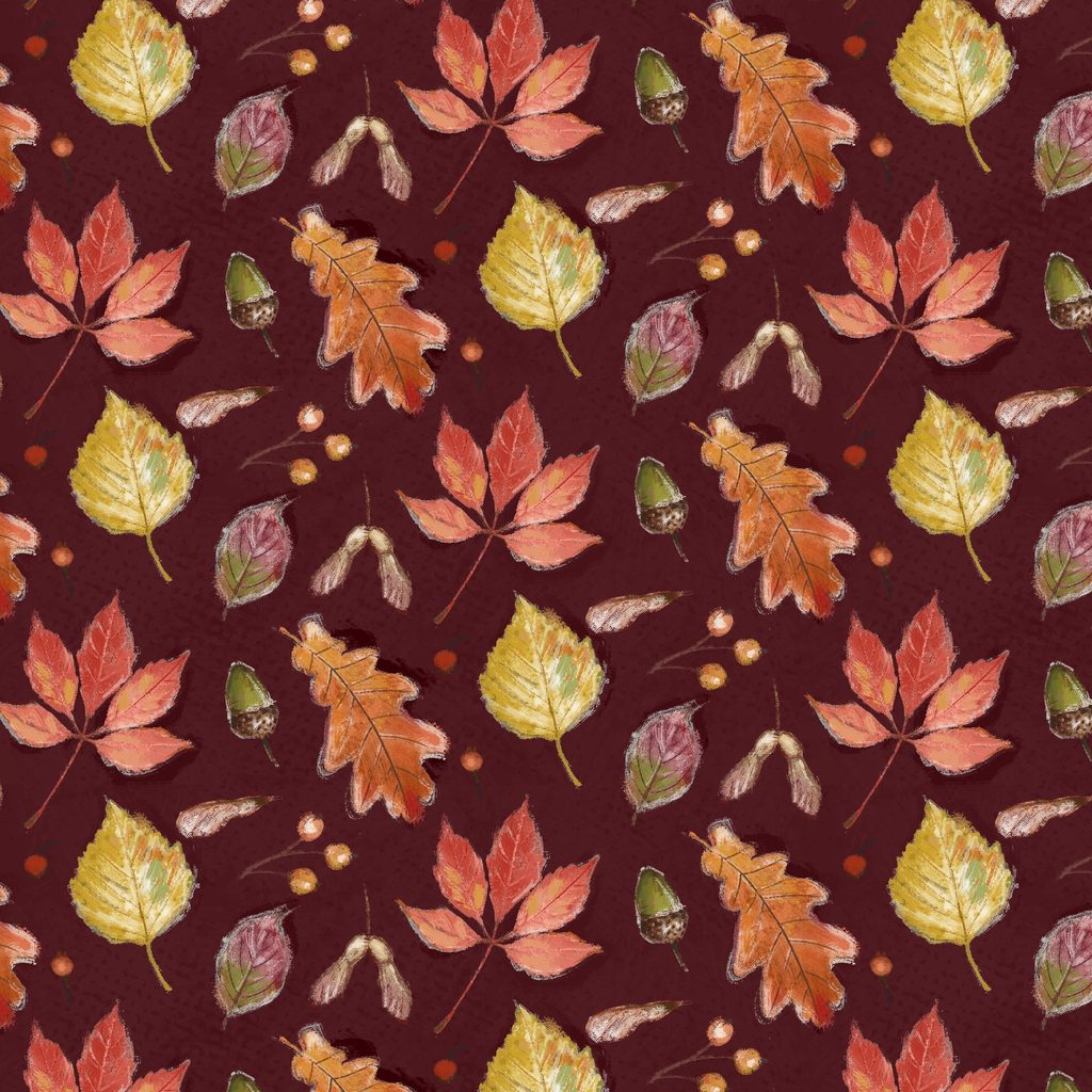 [W115-042-543] W115-042-543 / Leaves - Burgundy