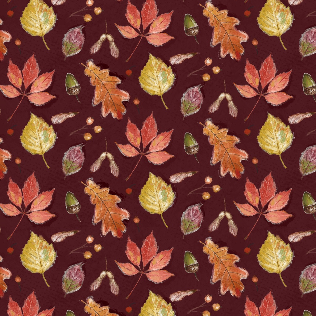 [W115-042-543] W115-042-543 / Leaves - Burgundy