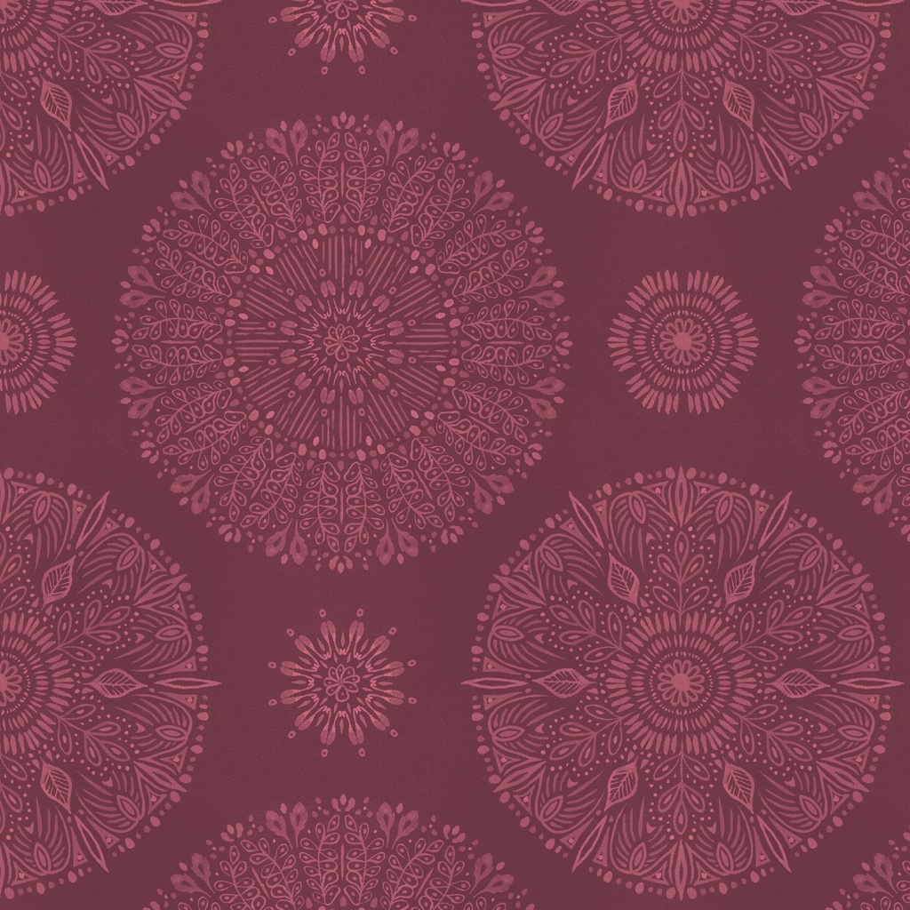 [T125-011-555] T125-011-555 / Medallions - Burgundy