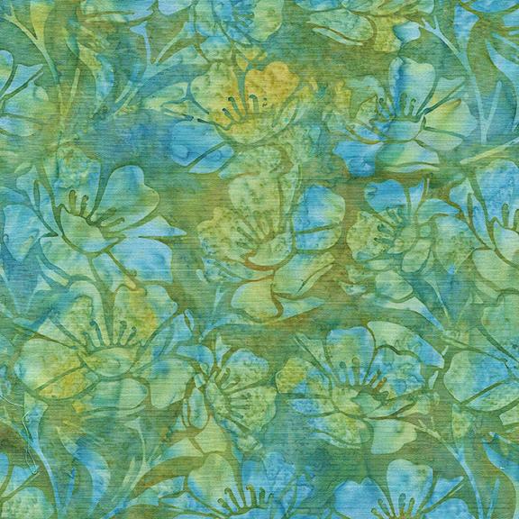 122435840 / Large Floral-Multi Blue Green Marbles