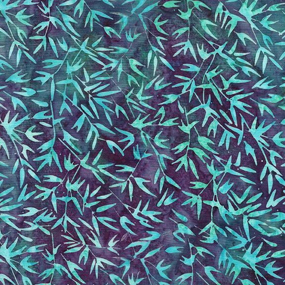 Bamboo Leaves-Multi Purple Teal Blue