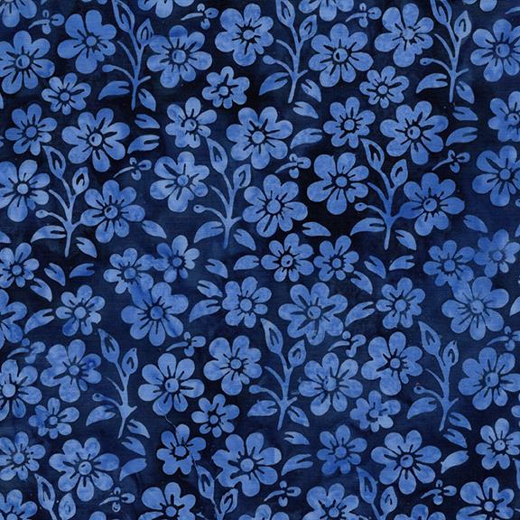 122520580 / Small Flowers and Leaves Blue Ocean