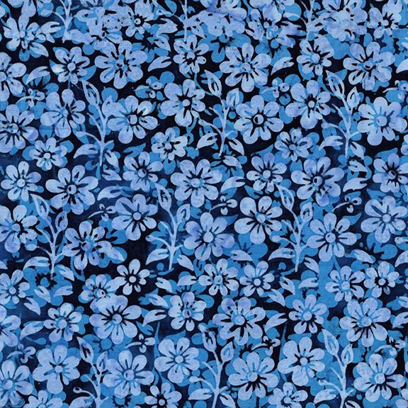 122520590 / Small Flowers and Leaves Blue Storm