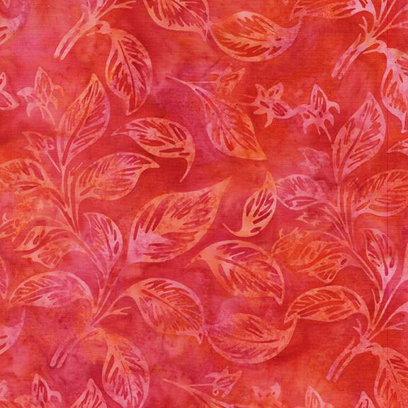 Leaves and Buds-Multi Orange Pink