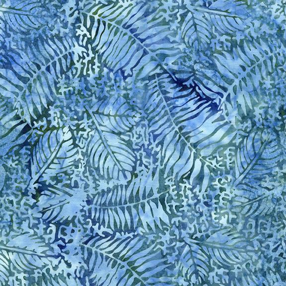 Fossil Fern Leaf-Multi Blue Teal Denim