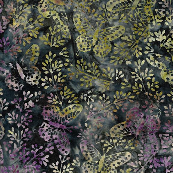 Butterflies and Leaves-Blue Denim