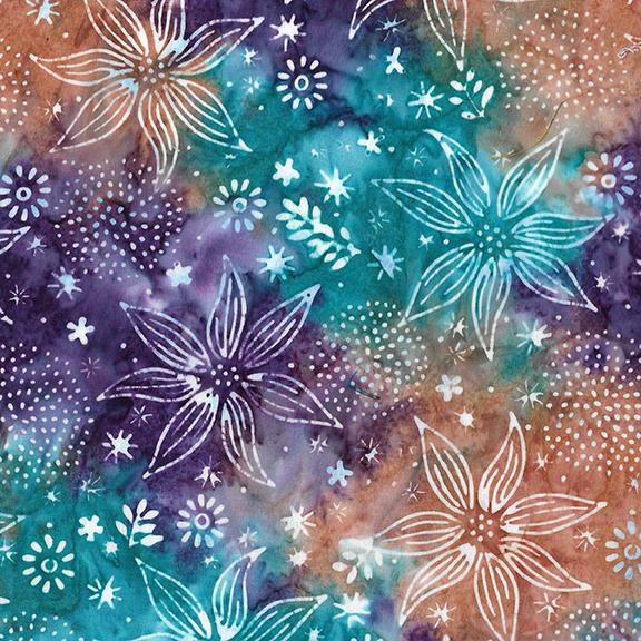 712408881 / Large Floral Mix-Multi Teal Purple Rust