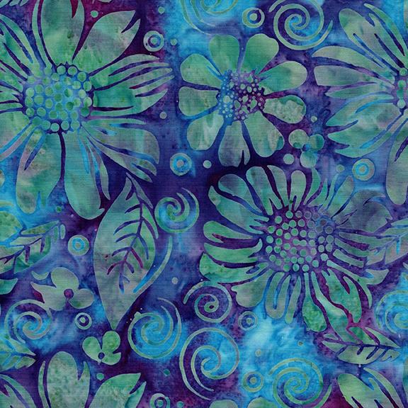 712522845 / Large Floral-Multi Green Purple Mardi Gras