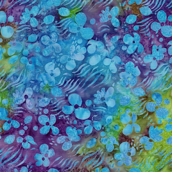 712524845 / Floral Drift-Multi Green Purple Mardi Gras