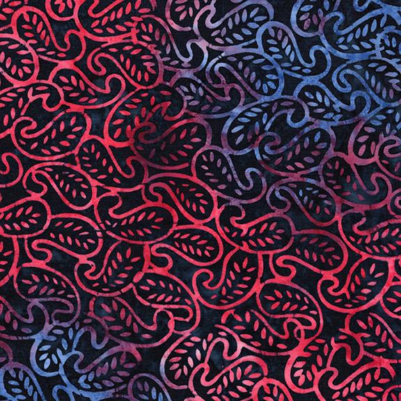 112513819 / Mini Leaf Paisley-Multi Red White blue