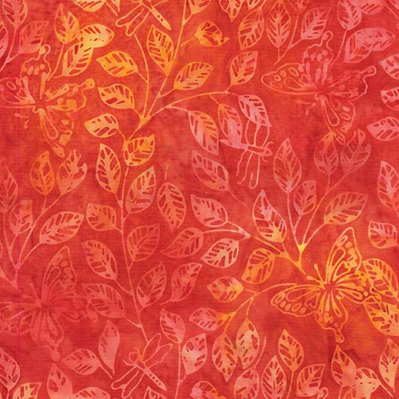 Butterfly Dragonfly Leaves-Orange Vermillion