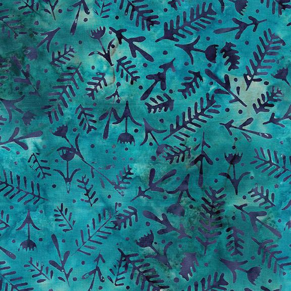 822203955 / Woodblock Floral-Teal Aruba
