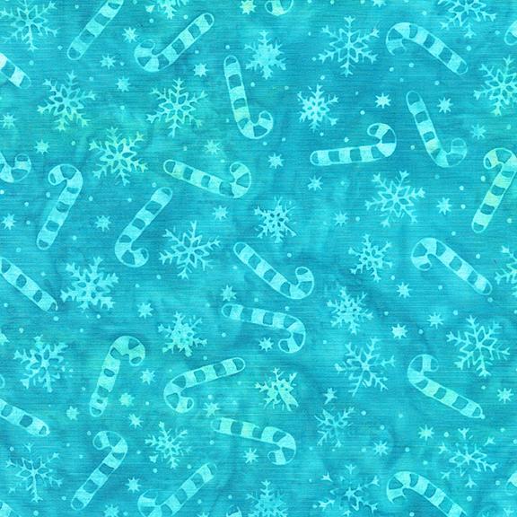 122405940 / Candy Cane Snowflakes-Teal Surf