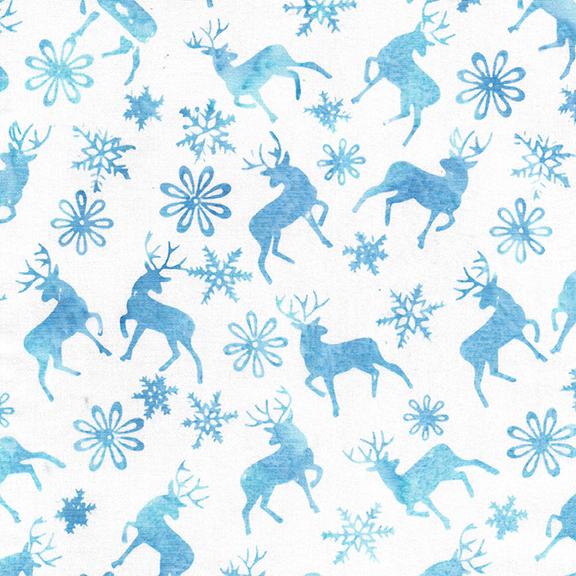 122406700 / Deer and Snowflakes-White