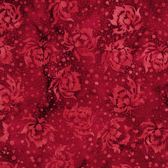 122529375 / Flowers and Dots Red Cranberry