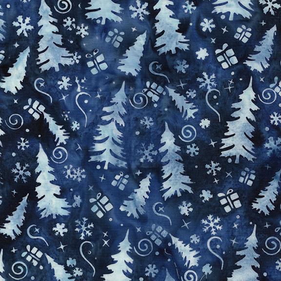 122507565 / Trees and Presents Blue Denim