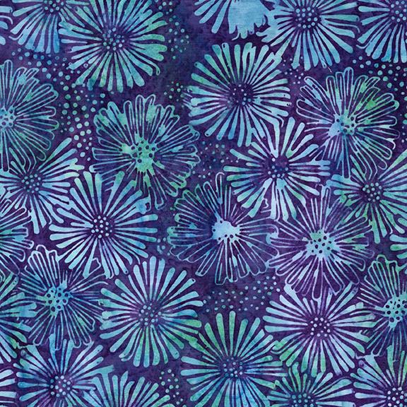 122531828 / Large Daisies and Dots Multi Blue Purple