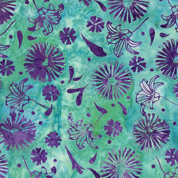 122532920 / Medium Daisies and Lillies Teal Pool