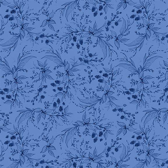 W105-006-555 / Berries & Leaves-Blue/Dk Blue