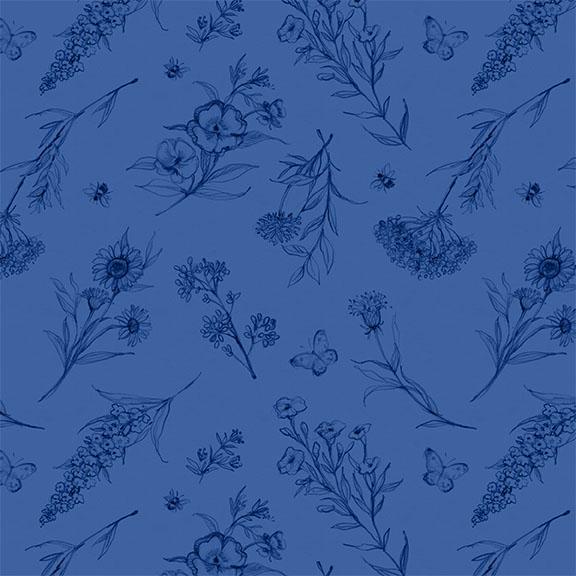 W105-005-555 / Wildflowers-Dk Blue