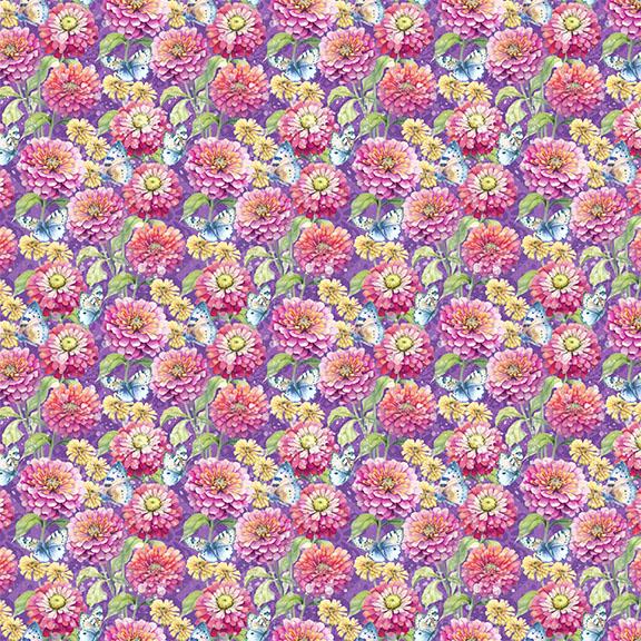W130-009-415 / Flowers & Butterflies-Purple