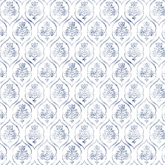 W105-017-055 / Floral Stamp-Blue