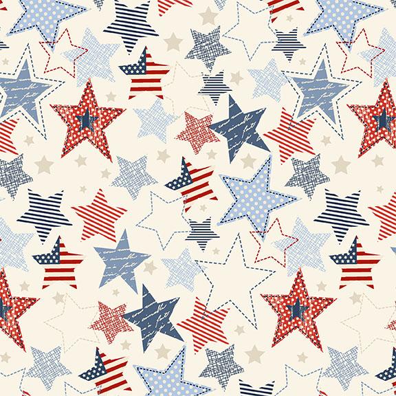 W140-005-035 / Large Stars-Cream Multi