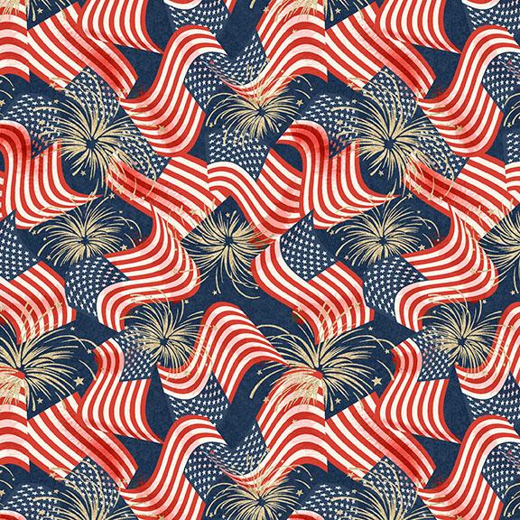 W140-004-535 / Flags & Fireworks-Navy