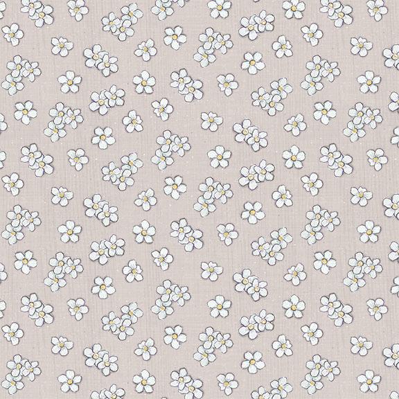 W115-007-705 / White Floral Toss-Lt Gray