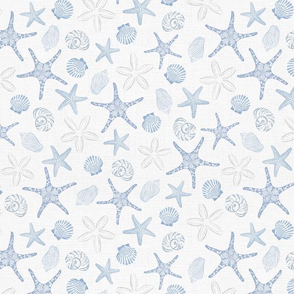 W145-005-500 / Starfish and Seashells-White
