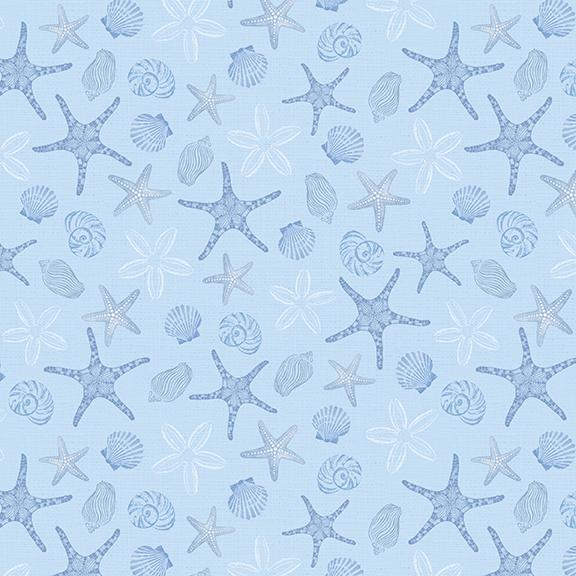 W145-005-517 / Starfish and Seashells-Blue