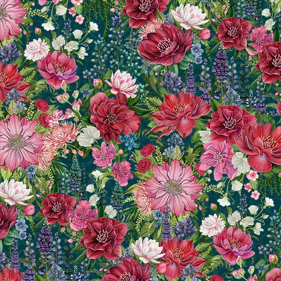 W100-004-915 / Packed Floral-Teal