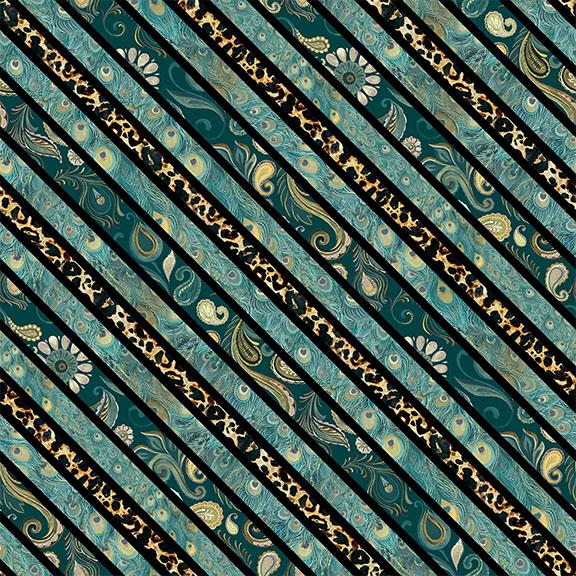 W100-009-970 / Diagonal Stripe-Teal