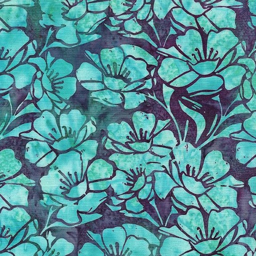 [122435802] Large Floral-Multi Purple Teal Blue