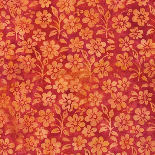 [122520285] Small Flowers and Leaves Orange Flame