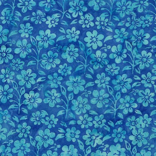 [122520530] Small Flowers and Leaves Blue Wave