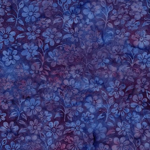 [122520828] Small Flowers and Leaves Multi Blue Purple